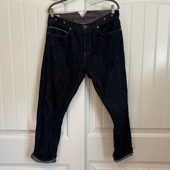 &Sons THE NEW FRONTIER 14OZ SELVEDGE ANTI-BAC RAW DENIM JEANS size 34 - Picture 3 of 16